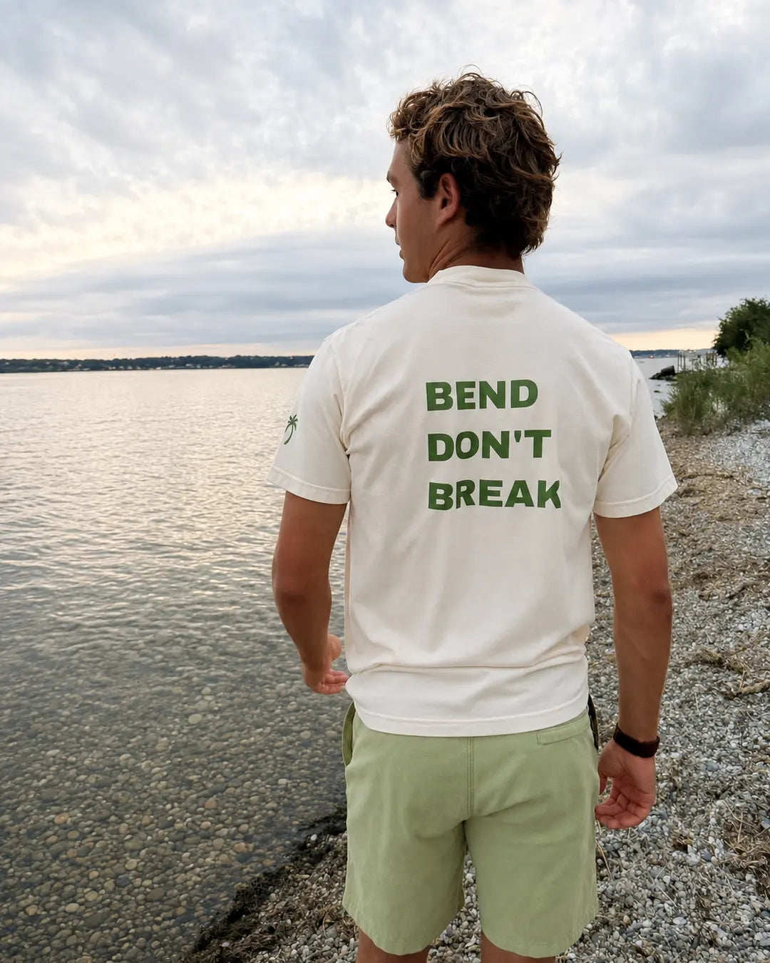 Coastal back view of the ivory Bend Don't Break tee