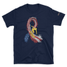 American Flag Surfing Veteran | Graphic Tees | Short Sleeve T-Shirt | Navy Blue