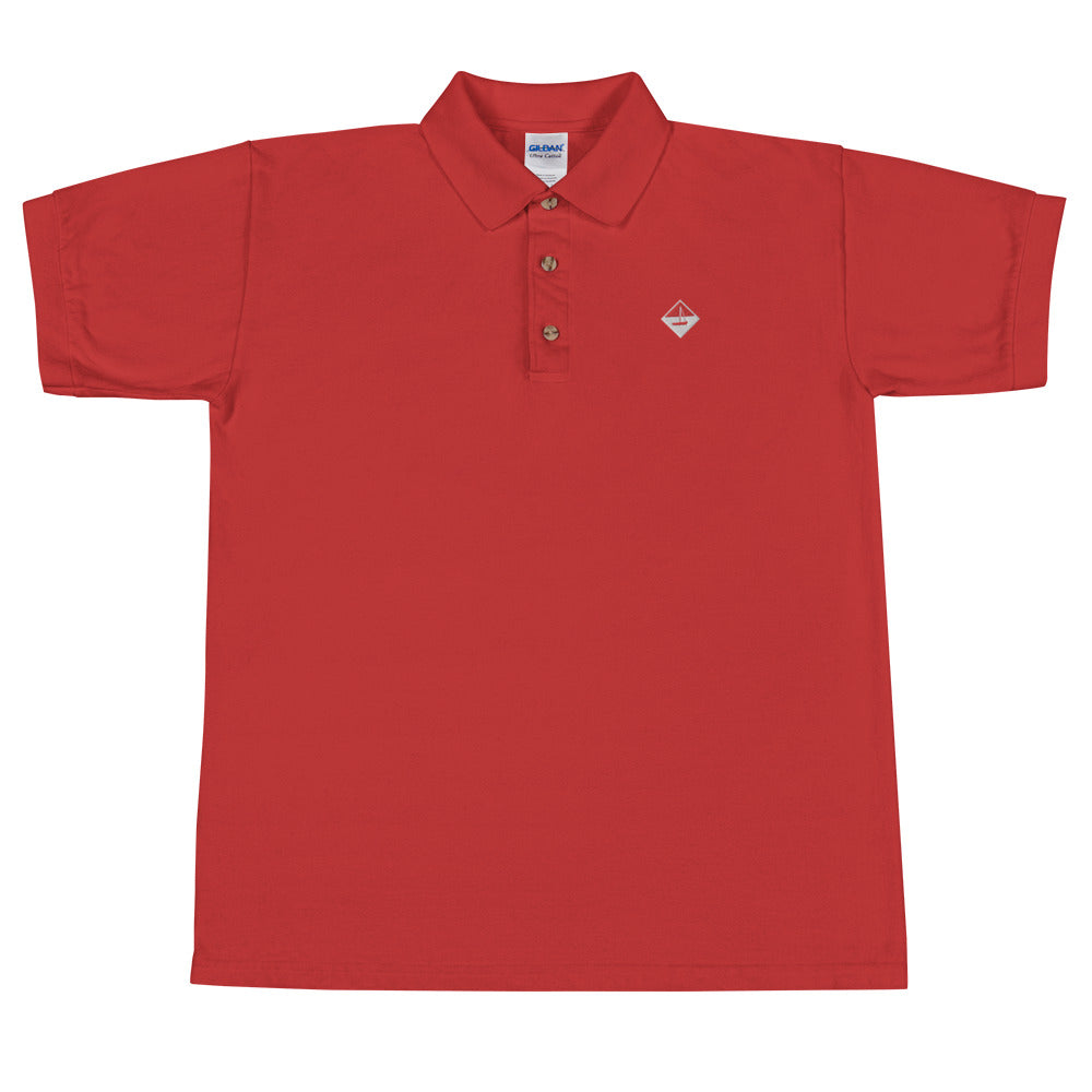 Red Embroidered Polo Shirt By Blue Ocean Life