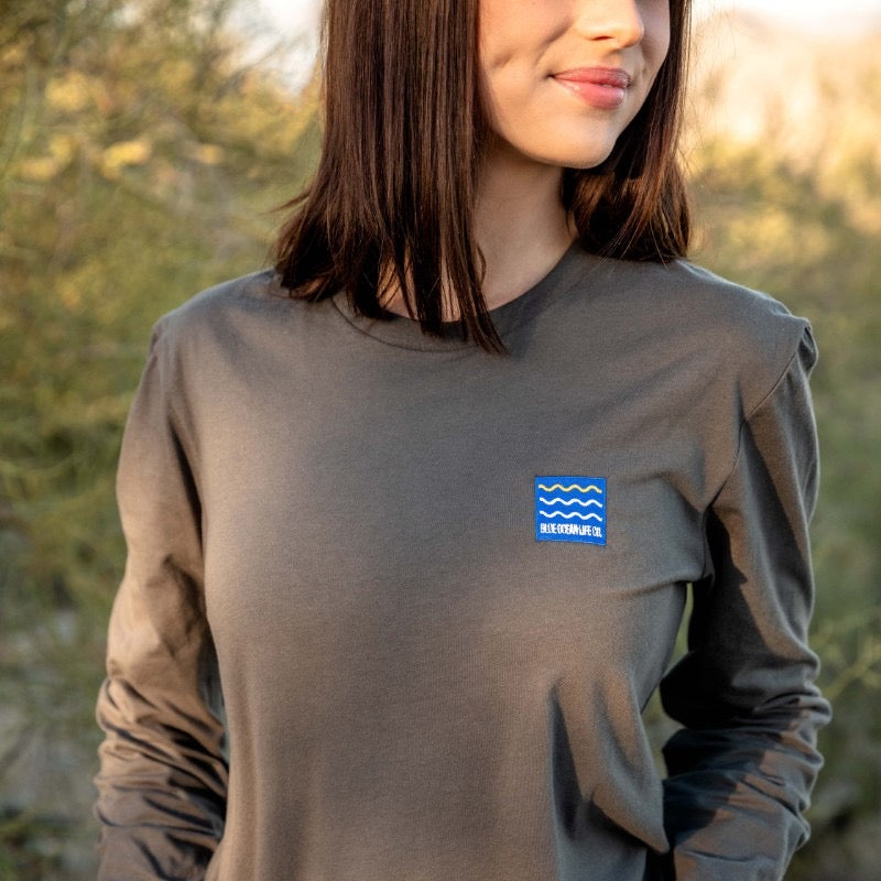 Blueprint Embroidered Long Sleeve Unisex Fitted Crew